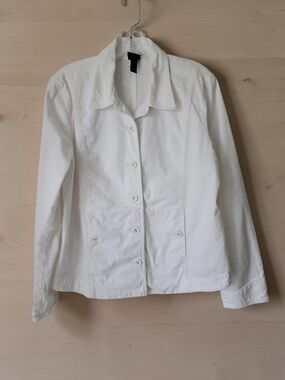 Eileen Fisher White Button-Front Jean Jacket